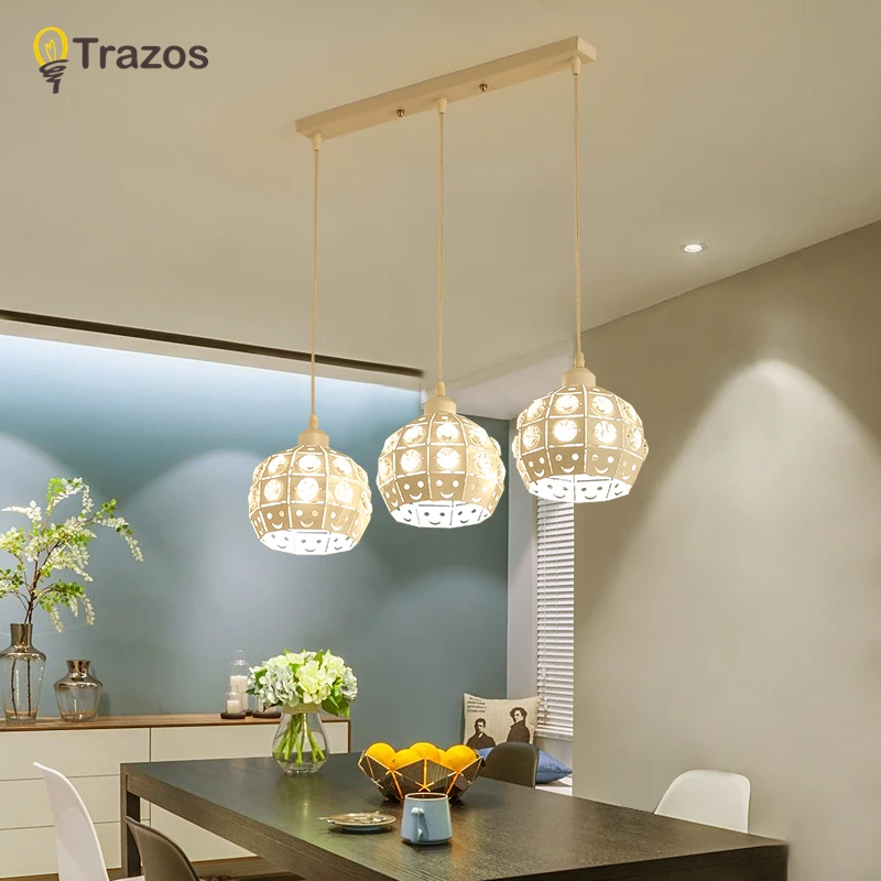 

TRAZOS Modern Dining Room Pendant Light 3 Heads Round/Rectangle Ceiling Plate Indoor Living Room Bedroom Decoration Lamp