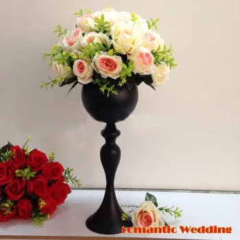 

40cm 15.7" tall black metal Party flowr vase wedding Table flower stand decoration Wedding supplies 10pcs/lot
