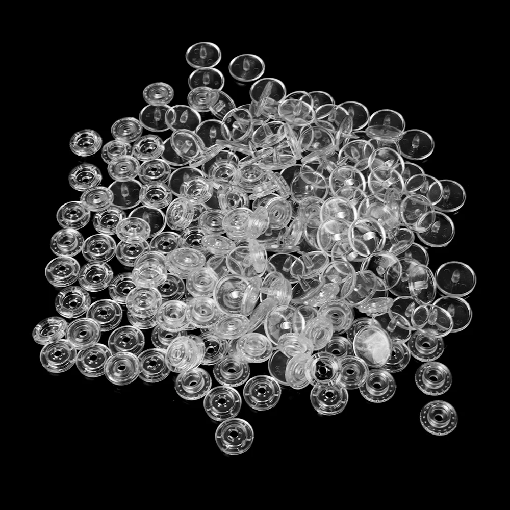 

45sets(180pcs) Clear Transparent Resin Snap Buttons Plastic Snaps Fasteners Press Studs Size T5 Caps Sewing Accessories