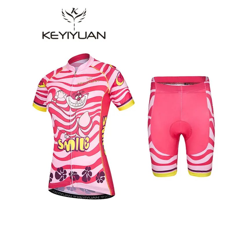 

2018 keyiyuan Cartoon Alice Cat Summer Women Short Sleeve Cycling Jerseys Quick-Dry Bicycle Sportwear Ciclismo Short Jerseys