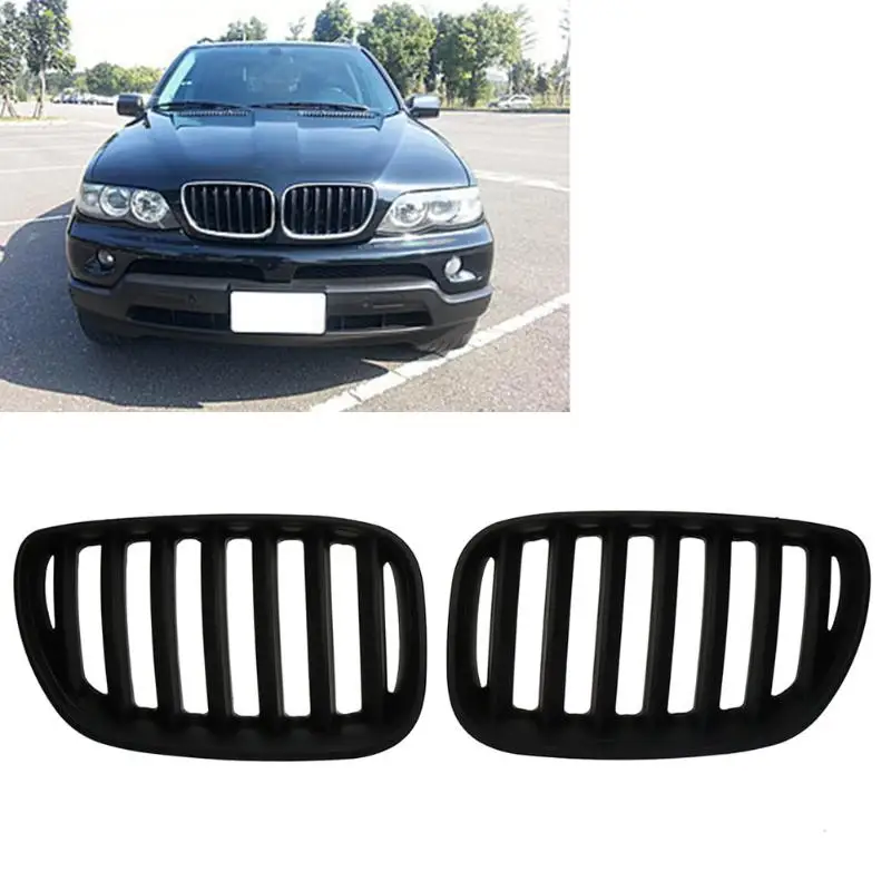 

2Pcs Matte Black Front Kidney Grilles for BMW X5 E53 3.0 4.4 4.6 4.8 04-06 Auto Car Styling Accessory Racing Grill High Quality