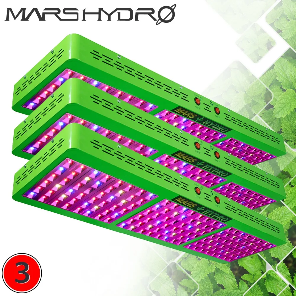 

3PCS Mars Hydro Reflector 800W Led Grow Light , Full Spectrum lights with Growth&Bloom Switches for Hydroponics