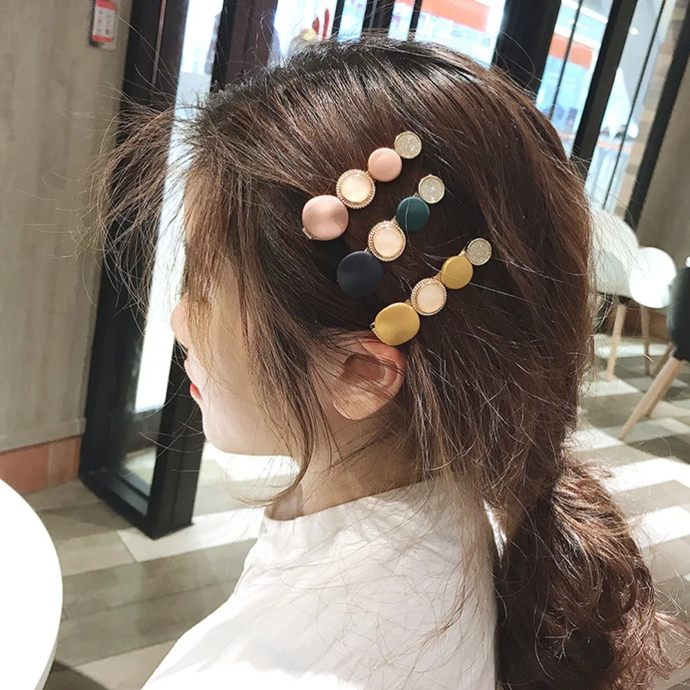 

MISM 1pcs Candy Color Hairpins Round Hair Clips Women Fashion Barrette Headdress Girls Hair Accessories Beauty Tools Headbands