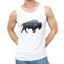 Новые летние модные Американский бизон дизайн Для мужчин топы животных Ретро Printed Hipster жилет