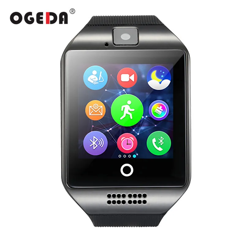 smart watch men Q18  Smart watch Clock with Touch Screen Camera TF card Bluetooth Smartwatch for Android IOS Phone Men Watch