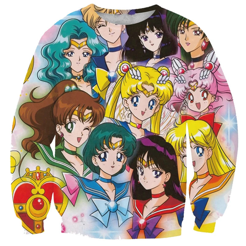 

Alisister Anime Sailor Moon sweatshirt women's 3d hoodies pullover print cartoon long-sleeved shirt clothing moleton feminino