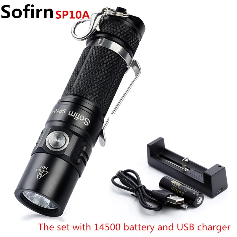 

Sofirn SP10A Mini LED Flashlight AA 14500 EDC Pocket Light Cree XPG2 600lm Portable Keychain Light Penlight with battery charger