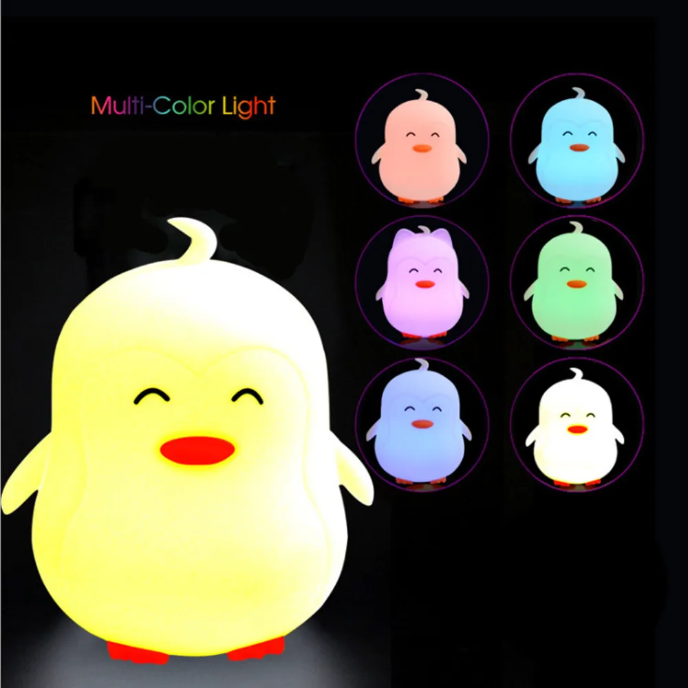SuperNight Cute Cartoon Penguin LED Night Light Battery Power Silicone Multi-Color Bedroom Bedside Table Lamp for Kids Baby Gift (6)