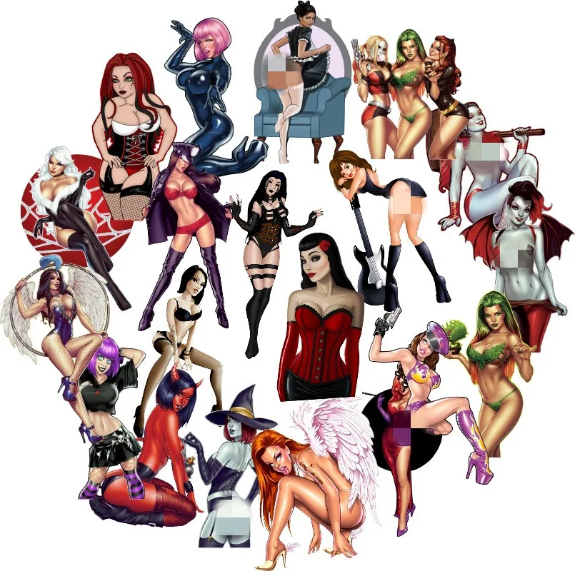 50pcs/Pack of Devil Terror Beauty Graffiti Sticker Paper Luggage, Pole Box, Notebook, Waterproof and Non-repetitive 50pcs/Pack of Devil Terror Beauty Graffiti Sticker Paper Luggage, Pole Box, Notebook, Waterproof and Non-repetitive