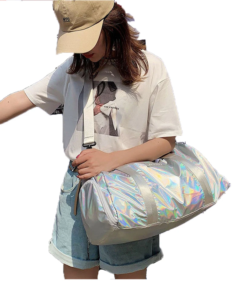 Лазерная спортивная сумка для женщин, фитнес красочные спортивные сумки, Женская стильная сумка для йоги, легкая дорожная сумка, Водонепроницаемая спортивная сумка