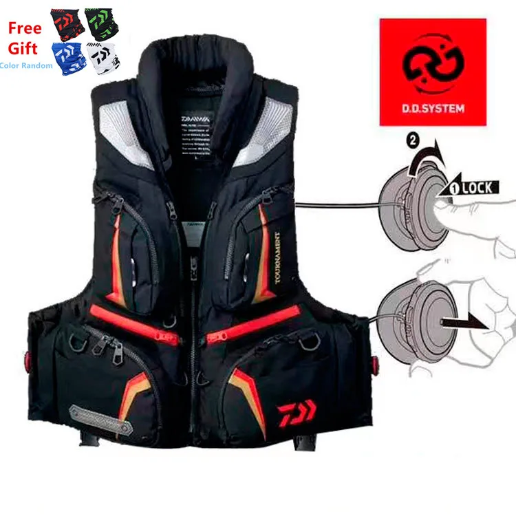 

DD-System Daiwa Men Outdoor Fishing Vest Adjustable Size Fly Fishing Safety Life Jacket Multi Pockets Fishing Clothing With Gift