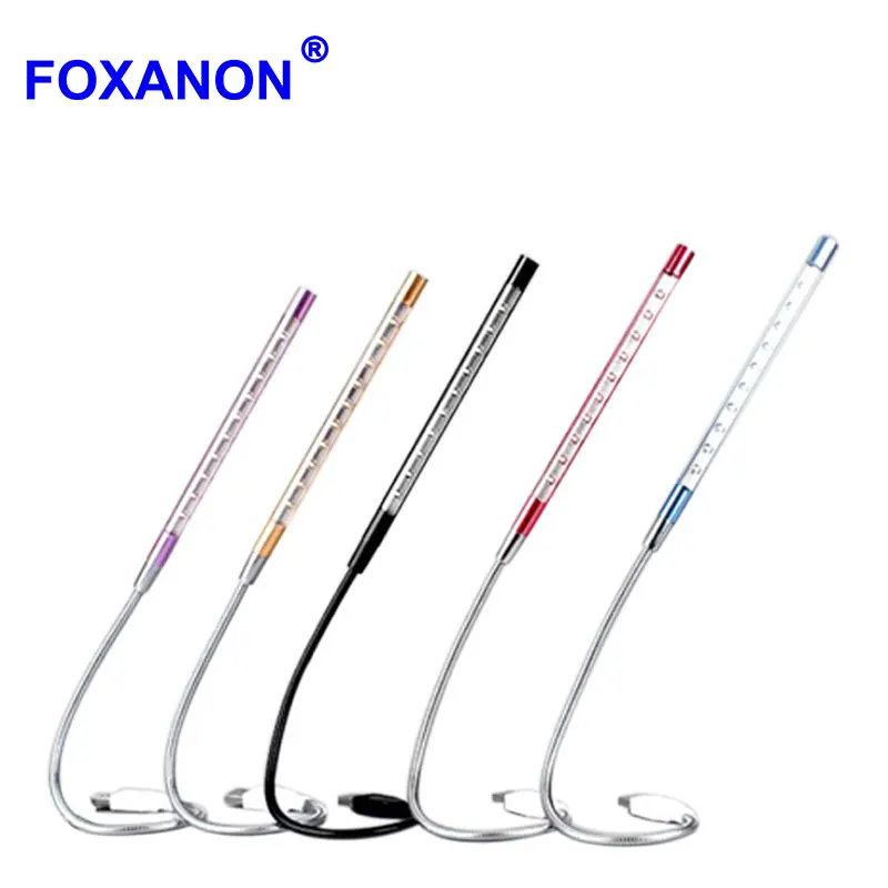 

Foxanon Super Bright Mini UBS LED Book light 10 LEDs flexible 6 colors lamp for Notebook Laptop PC Computer reading Bulb