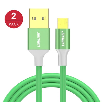 JIANHAN, 2 шт. в упаковке, кабель Micro USB, 1 м, 2 А, быстрое обратимое зарядное устройство, кабель Micro USB для samsung Galaxy S7, Xiaomi Redmi 4, Android - Цвет: 2pcs Green