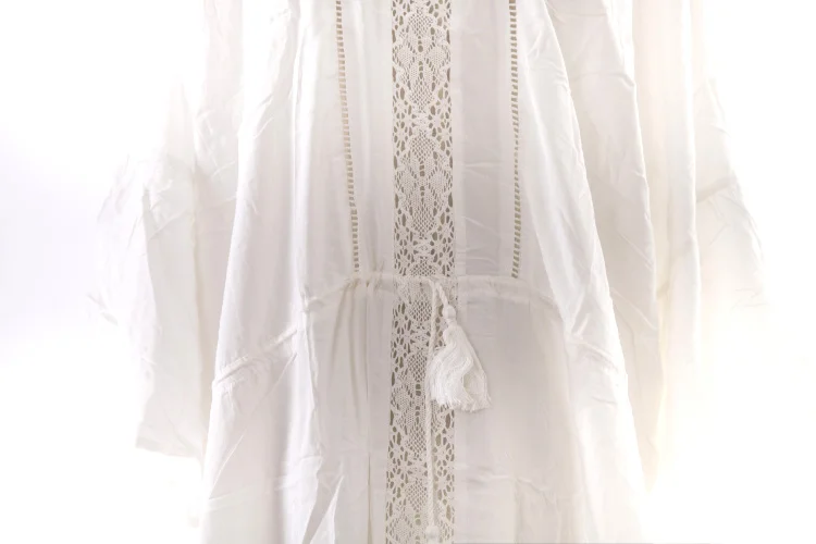 Sexy Ladies Women Solid White Bikini Cover up Beach Dress Swimwear Cotton Beachwear Bathing Suit