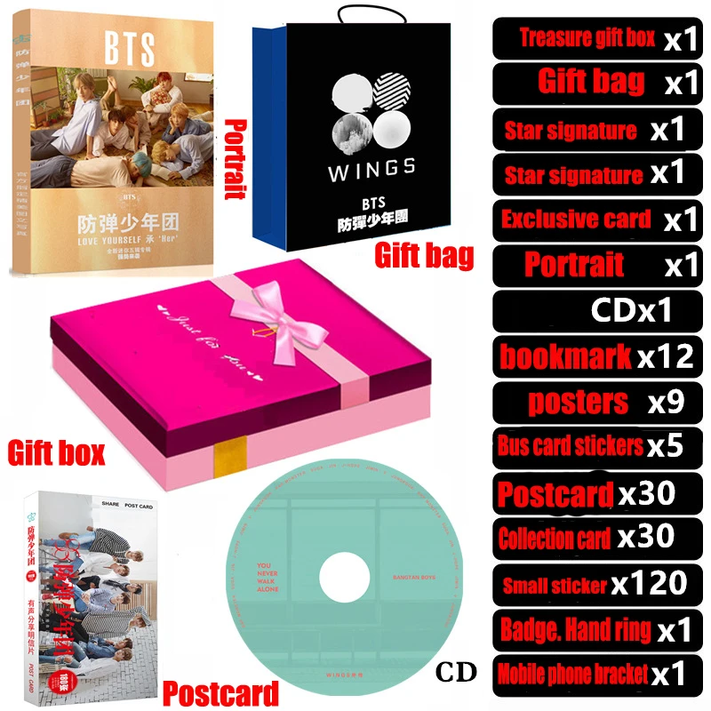 

New kpop BTS bangtan boys/ Postcard/Portrait/bookmark/CD/posters/Signature photo/Sticker/Support Gift Collection
