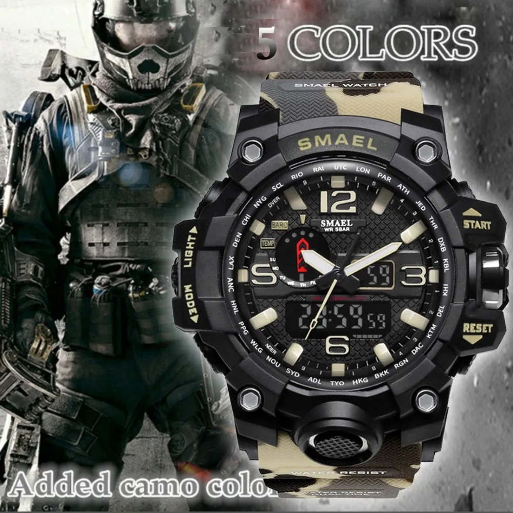 

2018 Hot selling Digital Watch Men Camouflage Analog Quartz Sport Watches LED Electronic Military Clock Male Relogio Masculino