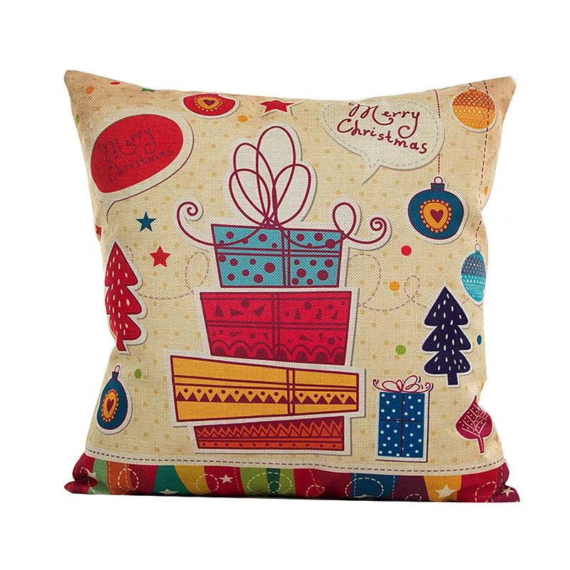 Merry Christmas linen pillow case 45*45cm Christmas Theme Pillowcase Christmas Home Party Decoration