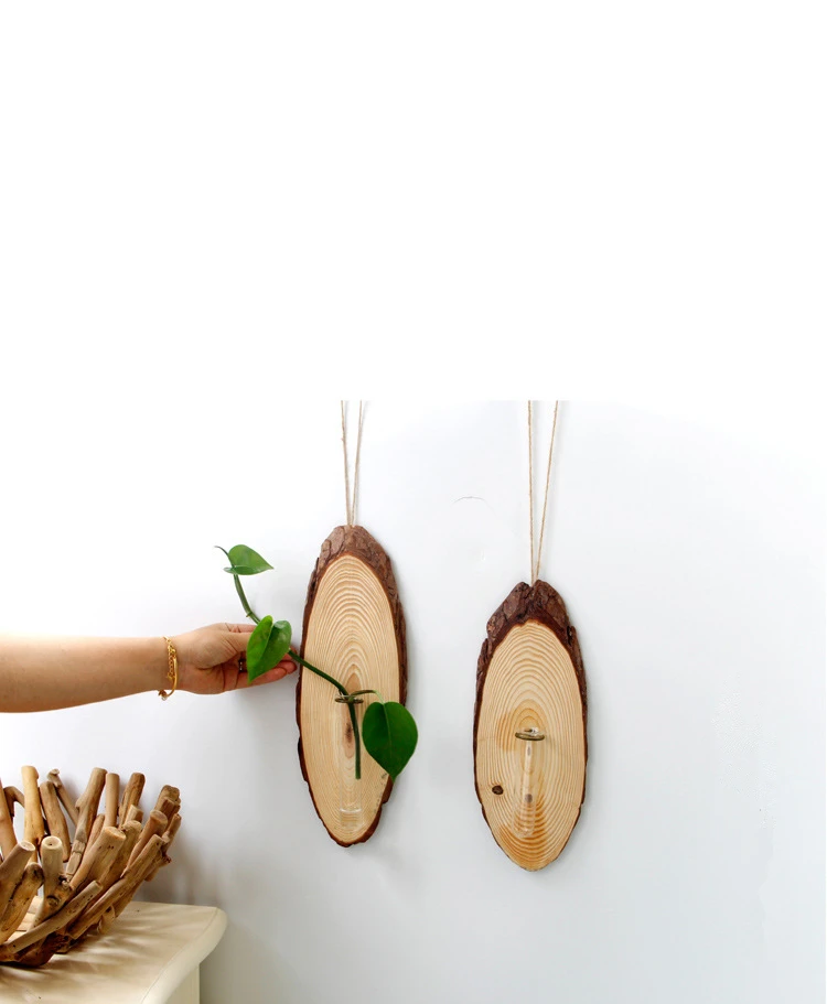 Wood Hanging Ornament With Hydroponic Vase (6)
