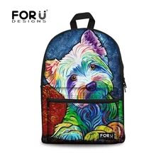Forudesigns/Новинка 2017 года школьная сумка-рюкзак для подростков девочек школьный Йоркширский печати рюкзаки холст Bagpack женские сумки