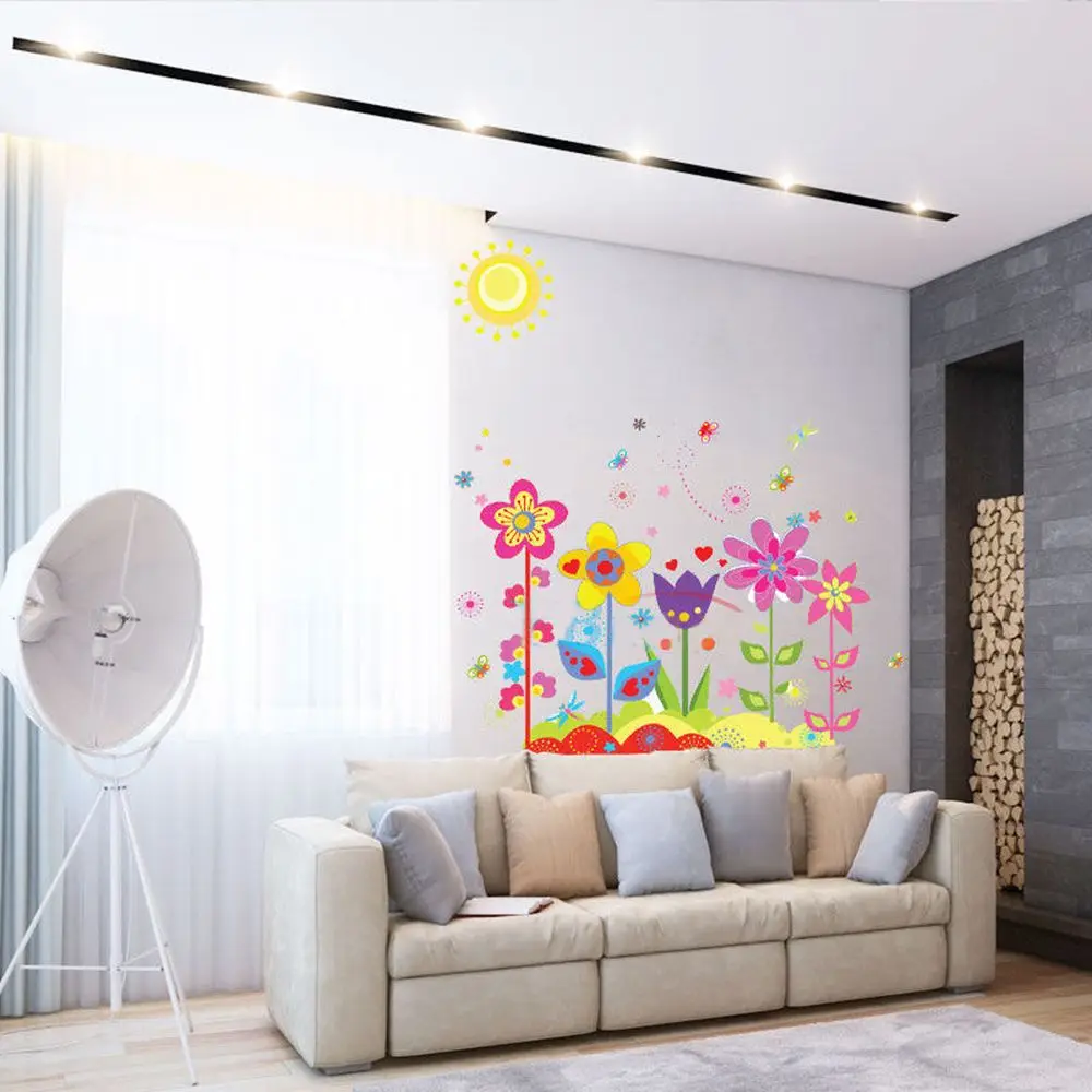 2019 New Flower Butterfly Removable Decal Poster Art Mural Home Decor Kids Girls Bedroom Wall Stickers Home Room Decorations