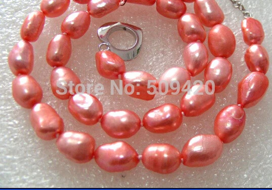 

W&O655 >>CLASSIC 9-10mm pink baroque freshwater pearls necklace
