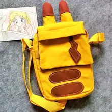 Хвост Пикачу холст Курьерские сумки желтый Креста тела сумка сумочка Для женщин девочек Косплэй Crossbody Кошелек коллекцию сумок