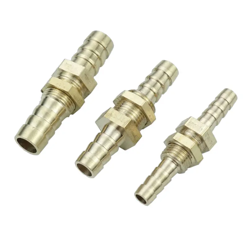 6 8 10mm Hose ID Barb Bulkhead Brass Barbed Tube Pipe Fitting Coupler