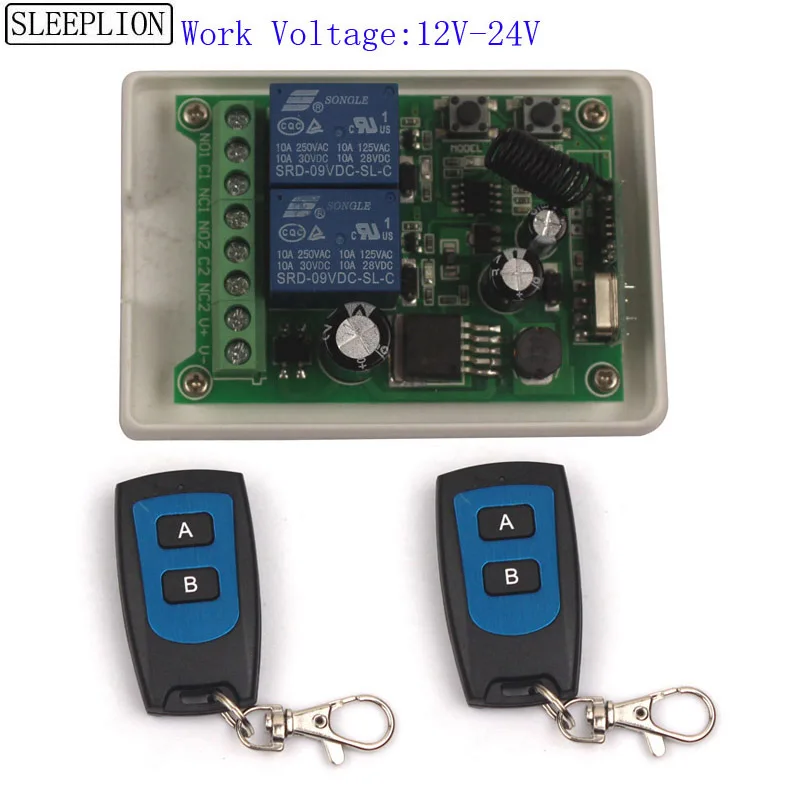 

Sleeplion 12V 24V 36V 48V 2CH Smart Remote Control Switch System 1/2/3 Transmitter Receiver Relay Garage Door Motor Smart Switch