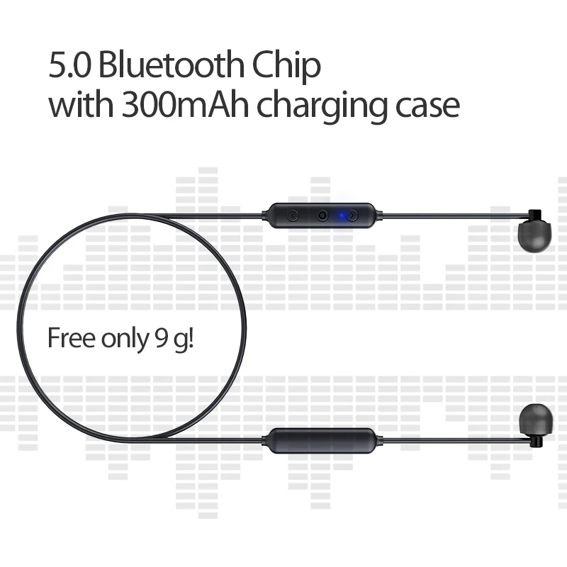 Спорт Bluetooth V5.0 наушники Беспроводной стерео звук Магнитная глубокий бас Шум отменить с зарядным футляром для бега для телефона