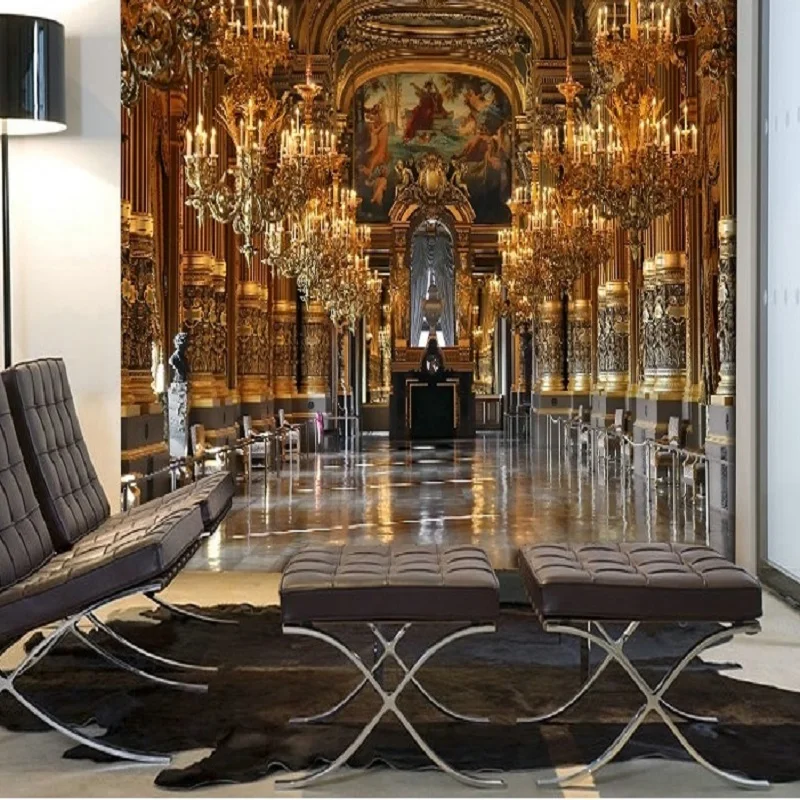 

European-style palace large mural custom 3D stereoscopic wallpaper golden living room TV sofa backdrop fabric wall paper bedroom
