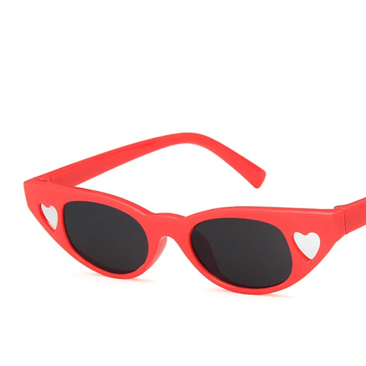 Небольшая фоторамка Lovely Heart ожерелье с Для женщин зеркальные солнцезащитные очки "кошачий глаз", винтажные женские солнцезащитные очки вечерние очки в стиле косплей на сцене круто Oculos N216 - Цвет линз: red white