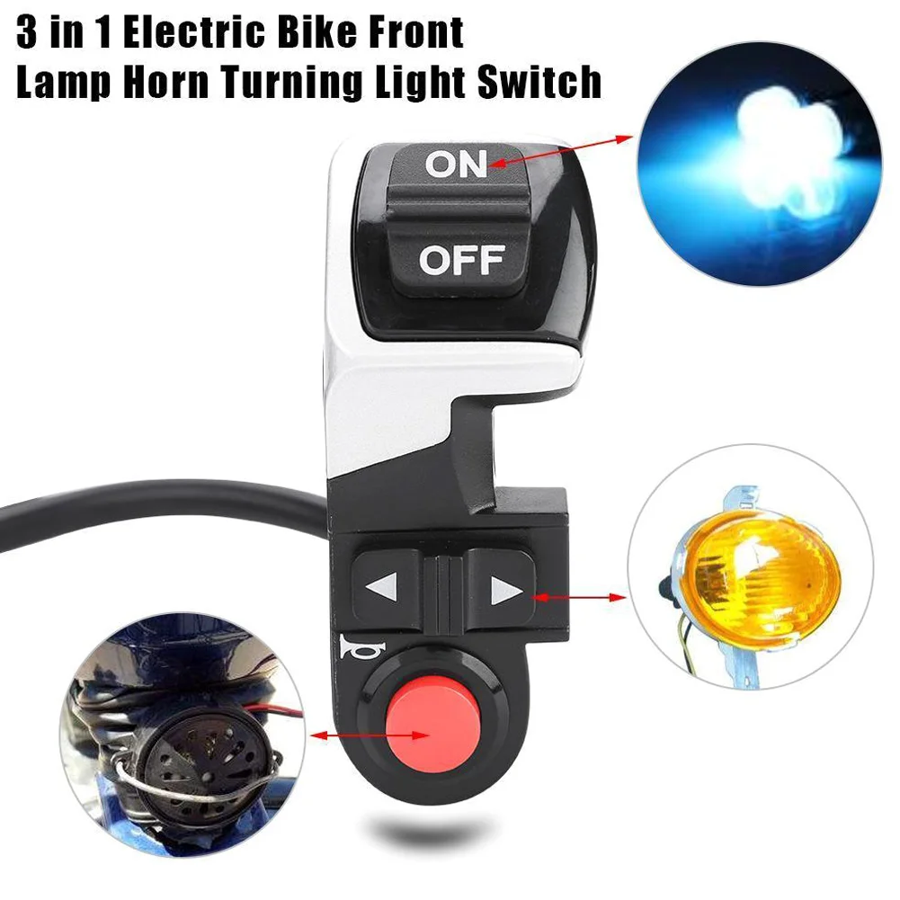 Turn Signal Rear Lamp Switch,LED Tail Light 3 in 1Control switch Electric Bicycle Scooter Switch Accessories