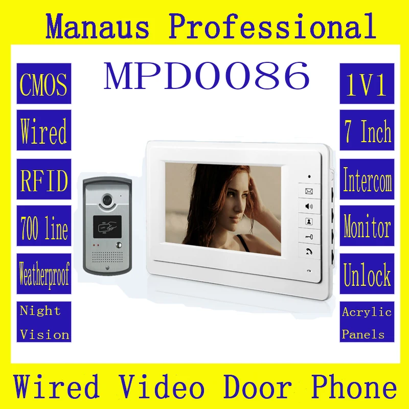 buy High Quality Smart Home 7 inch Screen Display Video Intercom Phone Wired RFID Magnetic Lock 1V1 Video door phone D86b
