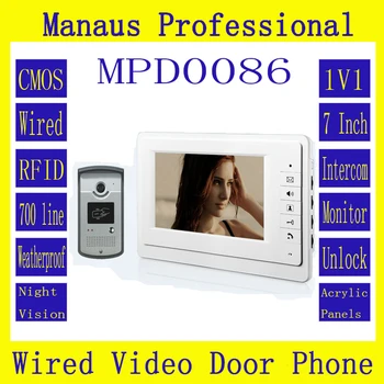 

High Quality Smart Home 7 inch Screen Display Video Intercom Phone Wired RFID Magnetic Lock 1V1 Video door phone D86b