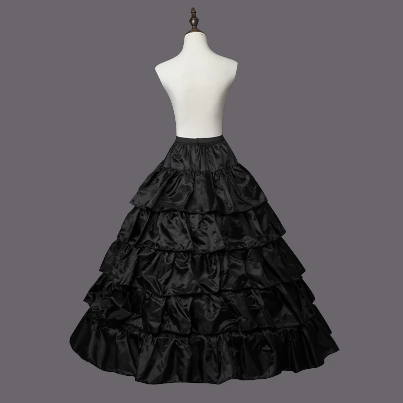 SHEWG YI DRESS 4 Hoops 5 Layers Ball Gown Petticoats Black Petticoat Crinoline Underskirt Big Ruffle Wedding Tulle Underskirts -Outlet Maid Outfit Store
