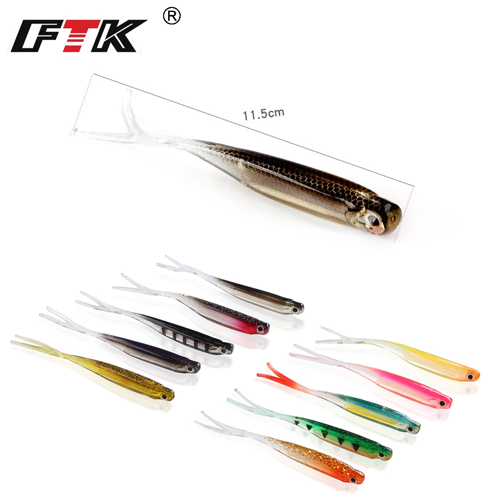 ftk Soft Lure 4pcslot 11.5cm5.3g for Fishing Shad Fishing Worm Swimbaits Jig Head Soft Lure Fishing Bait Bass Fishing Lures