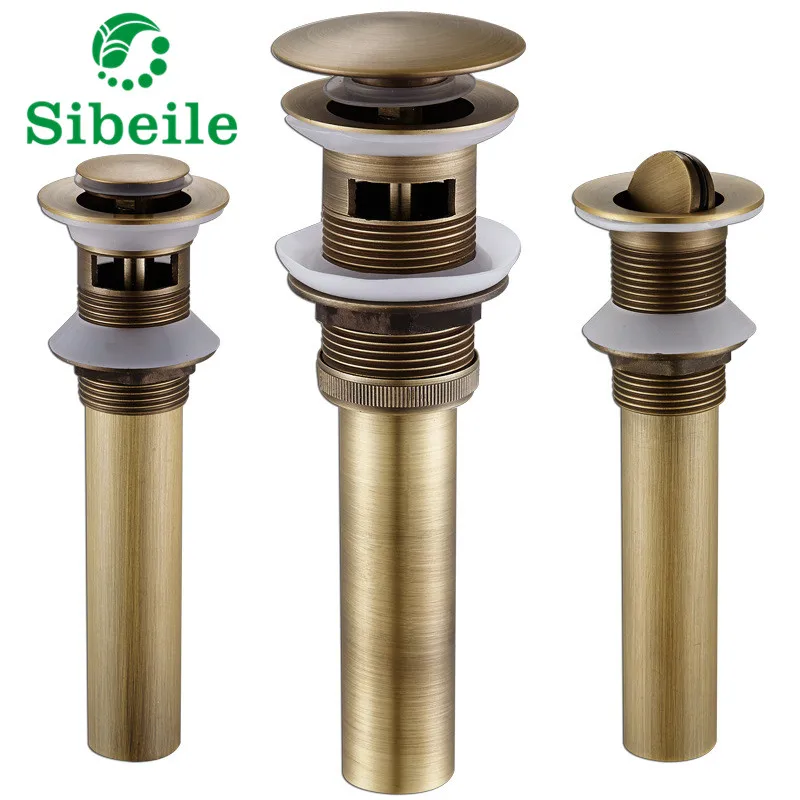SBLE 골동품 황동 욕실 화장실 싱크, 팝업 배수 세면대 용기 싱크 배수구 오버플로 포함/미포함 욕실 액세서리vessel