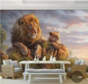 

Lion and Tiger Animal 3D Papel Mural Wallpaper for Living room Sofa Background 3d Wall Photo Murals Wall paper 3d Wall Sticker