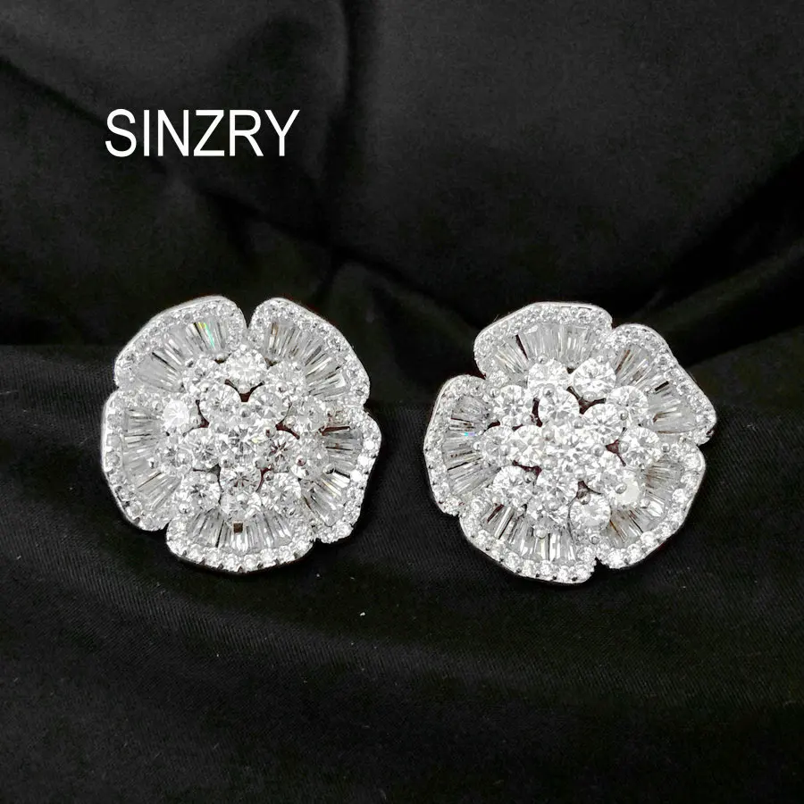 SINZRY, ювелирное изделие, срезанные кубическим цирконием, твердые серьги в виде цветка, трендовые, красивые серьги-гвоздики, модное ювелирное изделие, подарок