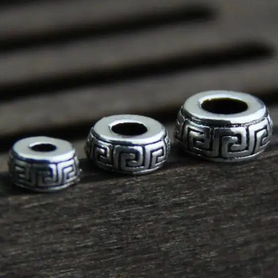 100 925 Silver Luck Symbol Beads Pure Silver Good Luck Symbol Spacers Sterling Jewelry DIY