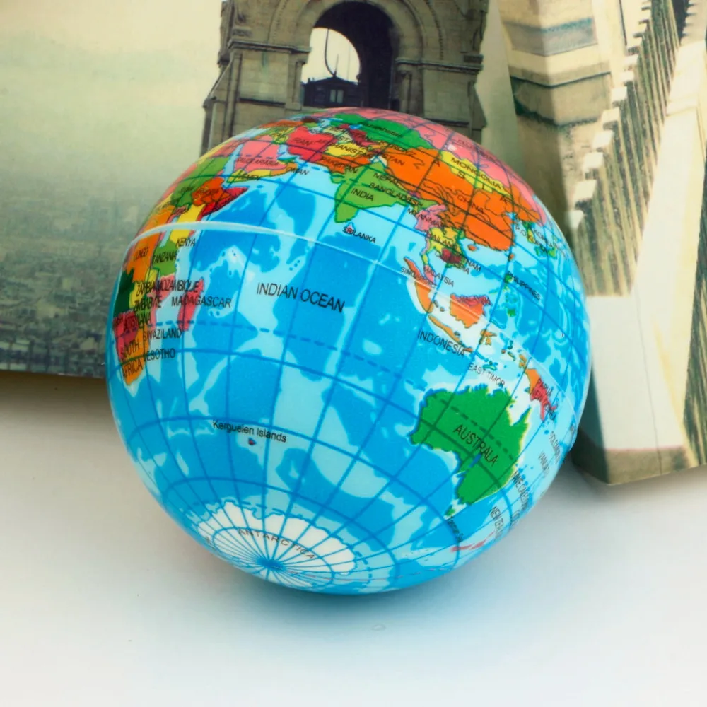 Hot!OCDAY 3pcs World Map Foam Earth Globe Stress Relief Bouncy Ball