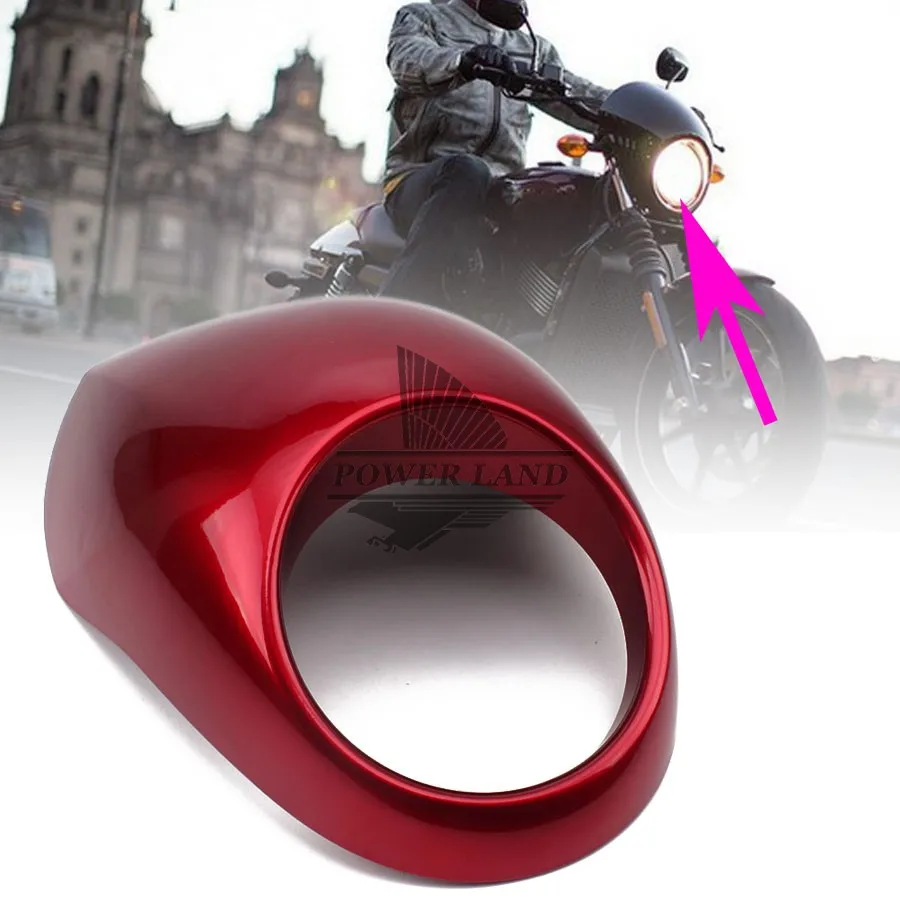 

Red Fork Mount Headlight Fairing Mask With Hardware Front Fly Screen Racer Cowl Flyscreen Visor for Harley Sportster Dyna FX/XL