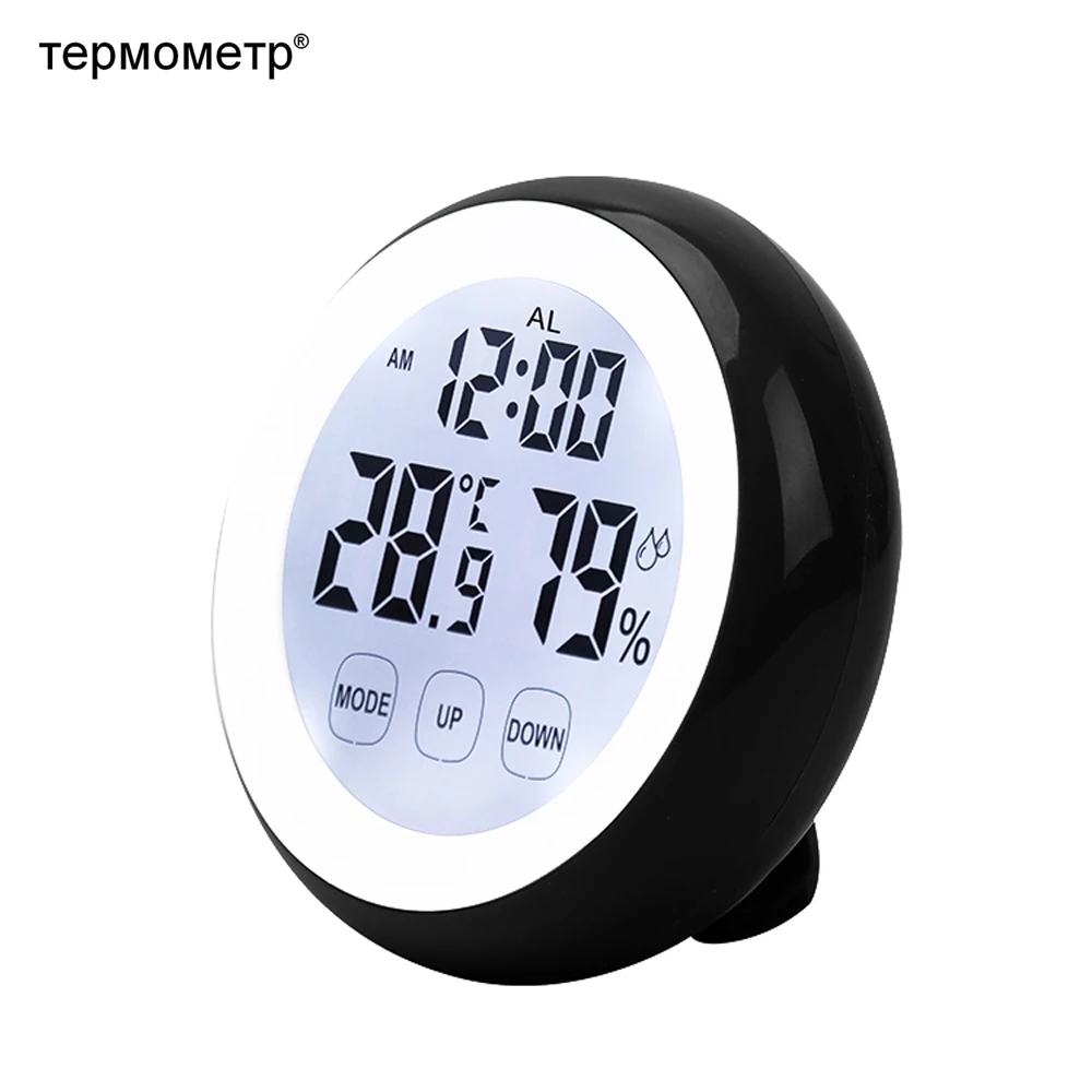 Метеостанция термометр уличный гигрометр температуры и влажности. Сенсорный ЖК-дисплей цифровой будильник с термометром гигрометром температурные приборы датчик влажности метр термограф гигрограф
