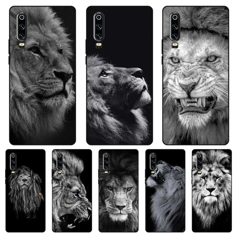 P109 Lion Black Silicone Case Cover For Huawei P8 P9 P10 P20 P30 Lite Pro P Smart Plus 2017 2019 |