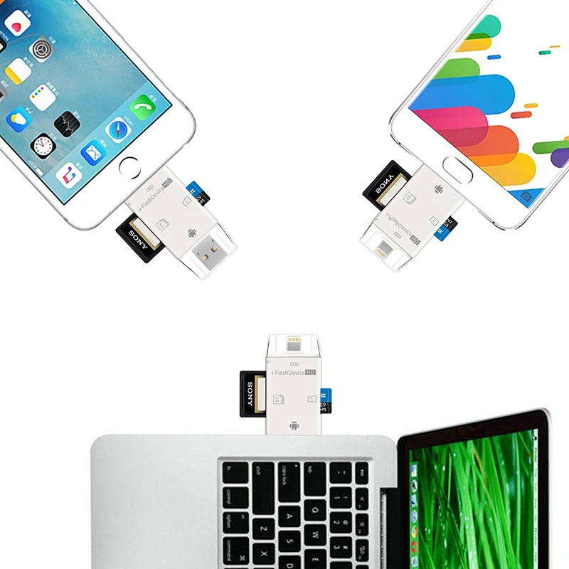 Reilim 3in 1 SD кардридер для iphone ipad iFlash OTG адаптер Micro USB кардридер конвертер для iphone/ipad/ipod Android