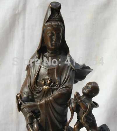 

16" Lucky China Chinese Bronze Kwan-yin Guan Yin Goddess On Dragon & Kid Statue discount 30%