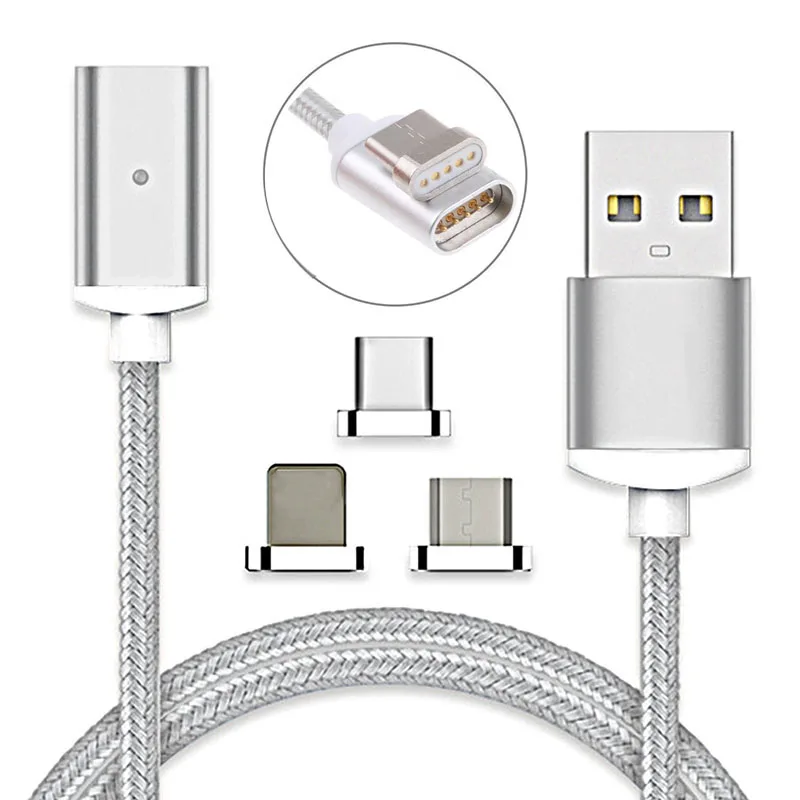 Магнитный кабель с нейлоновой оплеткой типа C/IOS/Micro USB type-C USB-C адаптер для быстрой зарядки Магнитный зарядный кабель для iPhone samsung LG