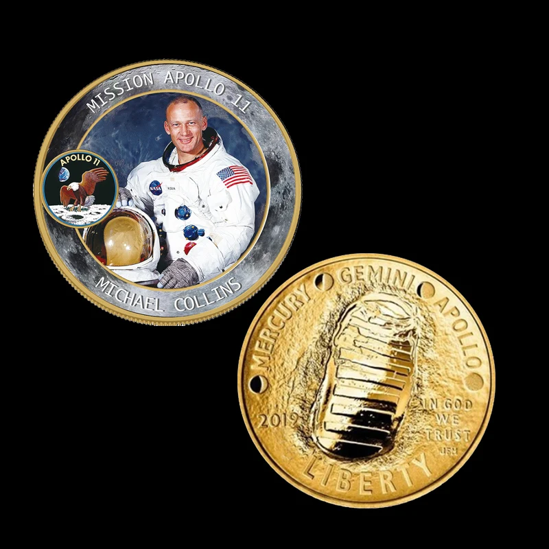 50-летие Аполлон 11 Луна посадки Золотая памятная монета в подарок Прямая поставка