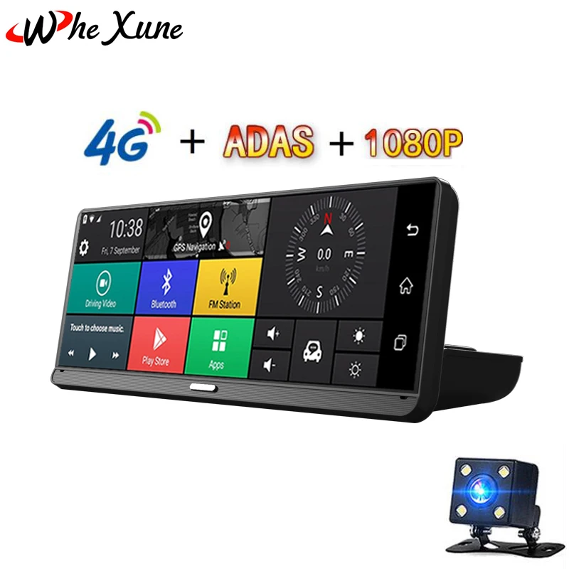 

WHEXUNE 2019 New Android 5.1 touch IPS 8 inch car DVR HD DVR 1080P videotape with GPS Navigation WIFI Bluetooth ADAS Google play
