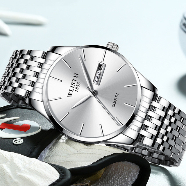 Watches Top Brand Luxury Ultra-thin Male Clock Steel Display Week Date Fashion Quartz-Watch Business Men Wrist Watches